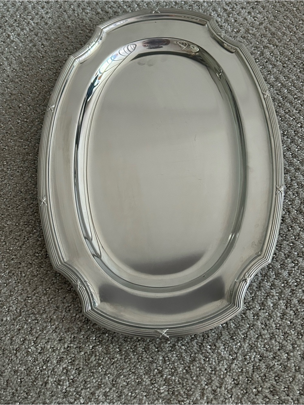 Vintage Elowen Oval Stainless Steel Serving Platter 16” x 11”
